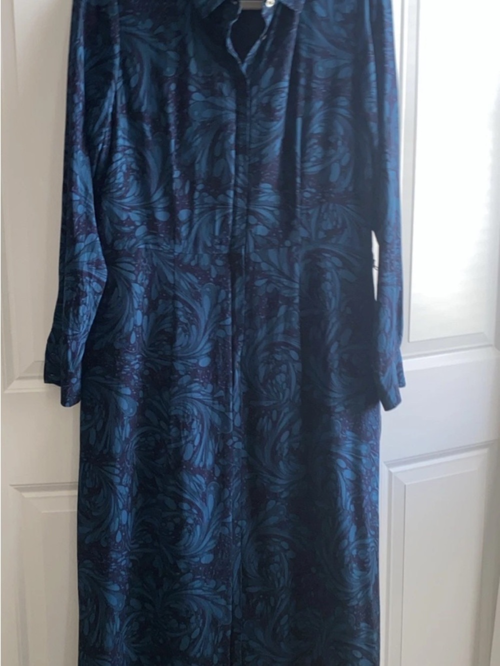 BODEN Lemima Silk Shirt MIDI Dress US 12 NO Belt Missing Navy Marbled Dreams - Picture 1 of 14